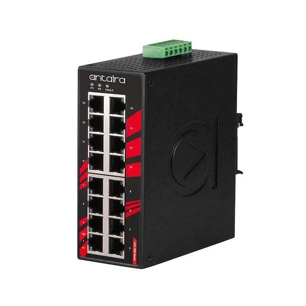 16-Port Industrial Unmanaged Ethernet Switch, w/16-10/100Tx, EOT: -40 degree C  75 degree C